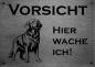Preview: Edelstahl Warnschild Golden Retriever VORSICHT Hier wache ich!